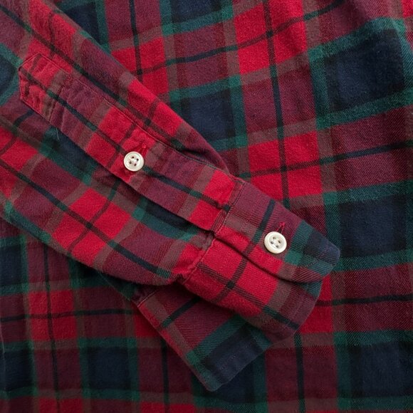 Ralph Lauren Cotton Flannel Button Up Shirt Long Sleeve Plaid Red Green Blake L - Picture 9 of 11